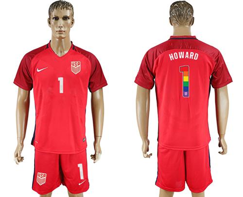 USA #1 Howard Red Rainbow Soccer Country Jersey